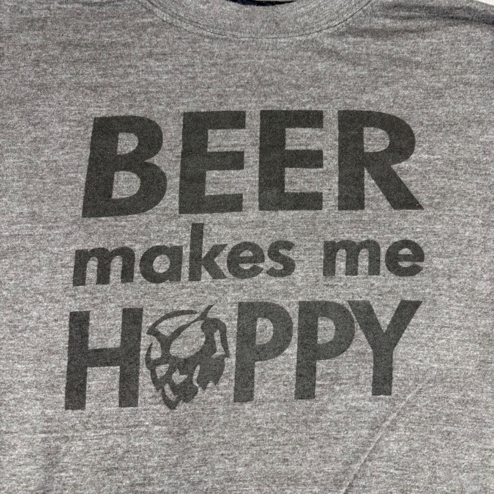 J America Pop Top T-Shirt Mens XL Beer Makes Me Hoppy Gray Graphic Bottle opener - Picture 3 of 11
